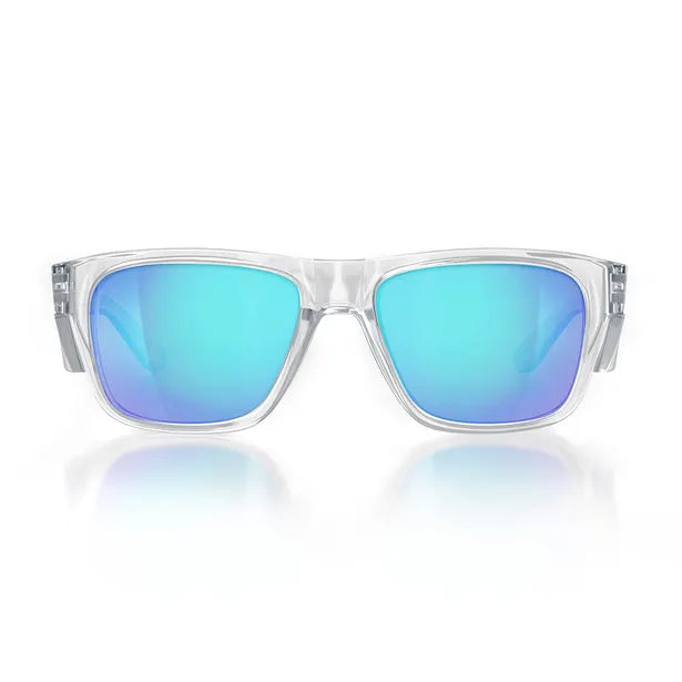 SafeStyle FCBP100 Fusions Polarised Blue Mirror Glasses Clear Frame