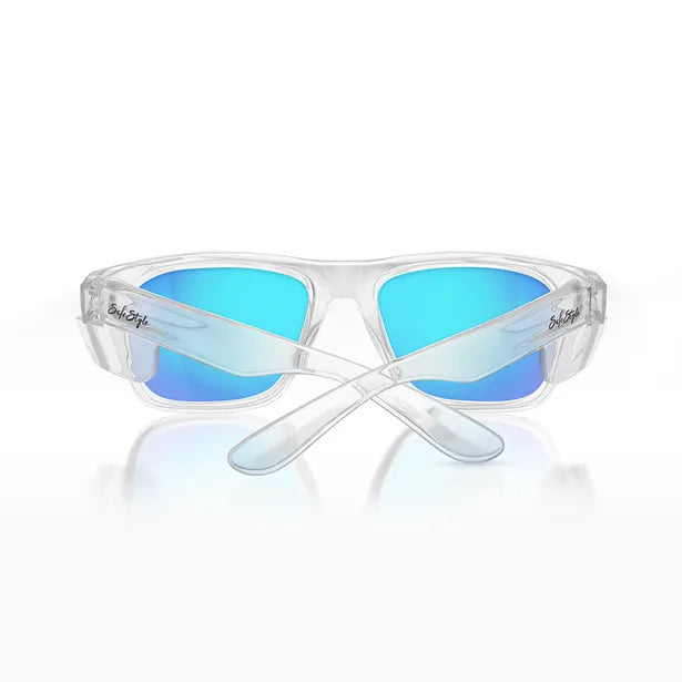 SafeStyle FCBP100 Fusions Polarised Blue Mirror Glasses Clear Frame