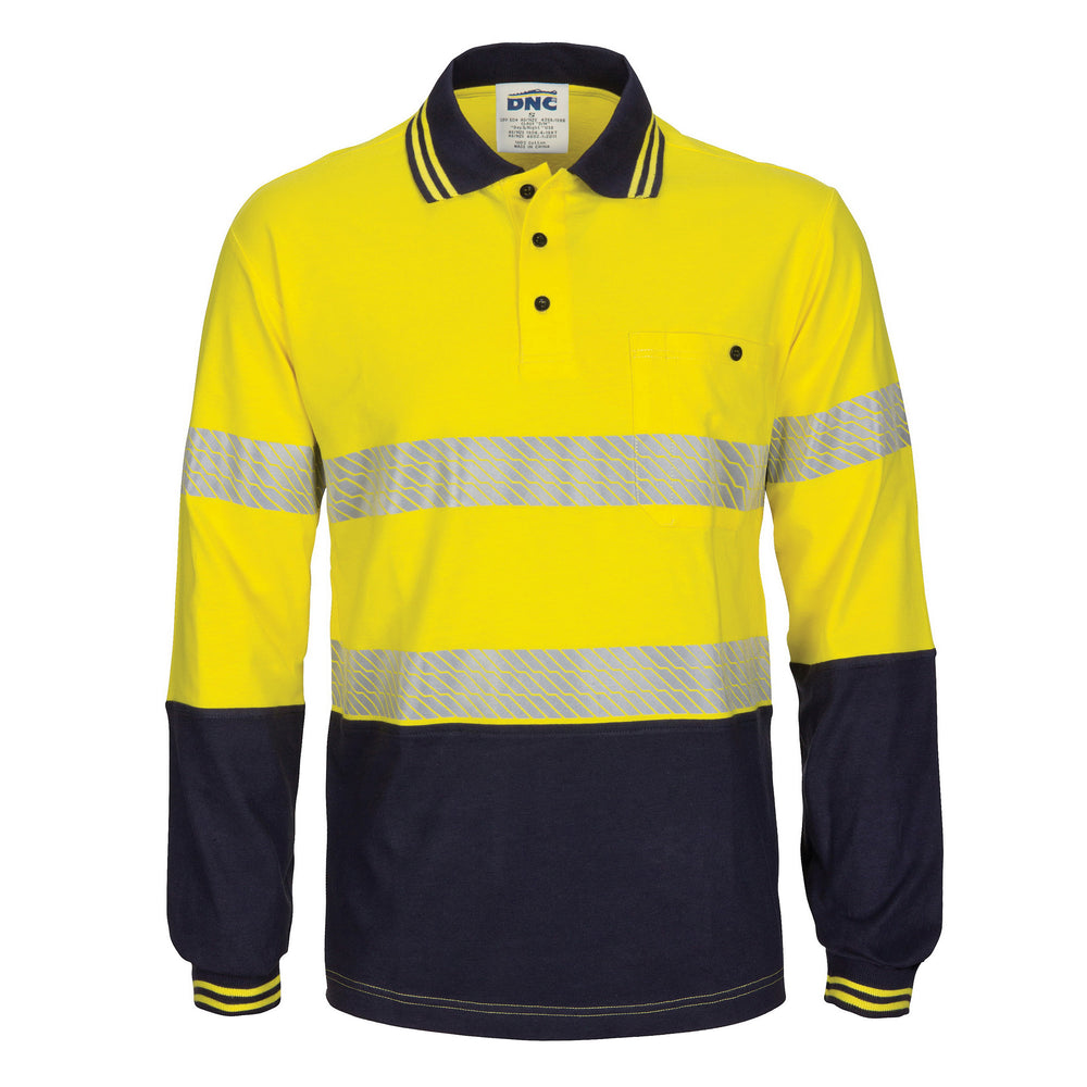 DNC 3516 Hi-vis Segment Tape Cotton Jersey Polo - LS