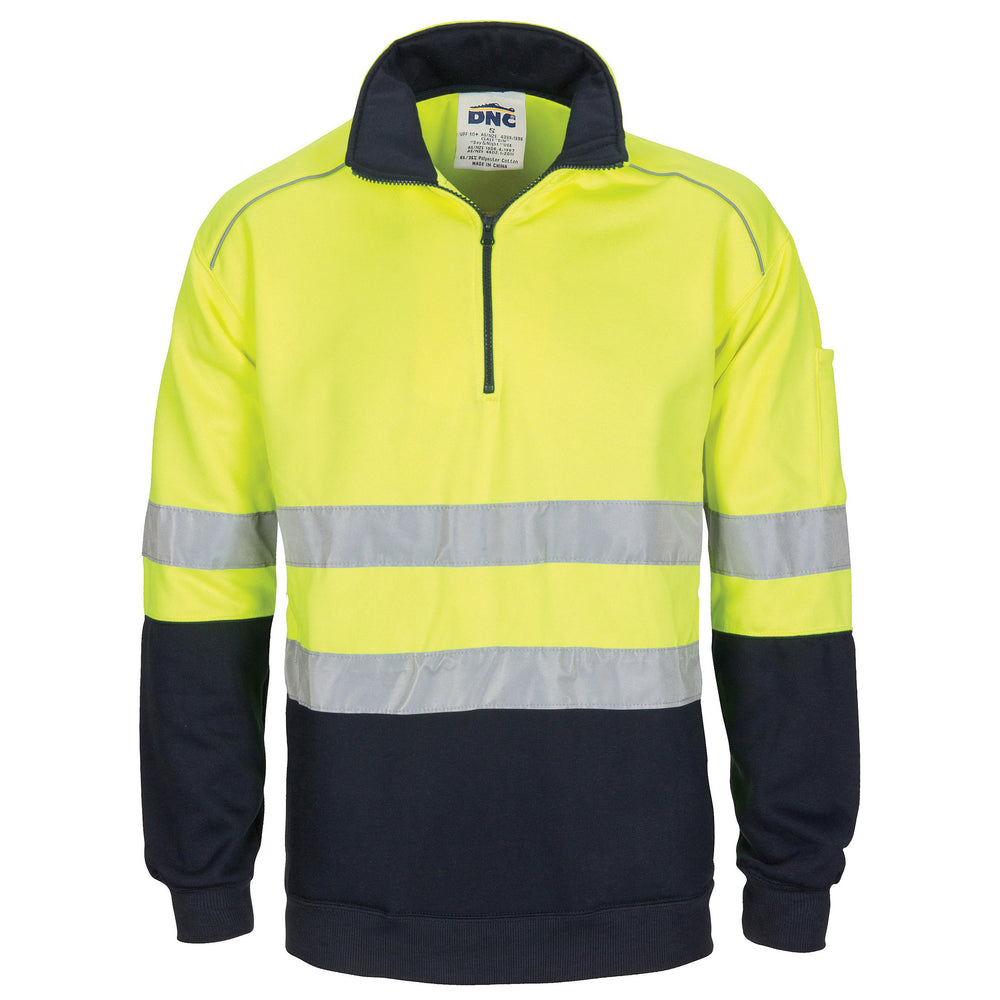 DNC 3729 HiVis 1/2 Zip Fleecy with Hoop Pattern CSR Reflective Tape