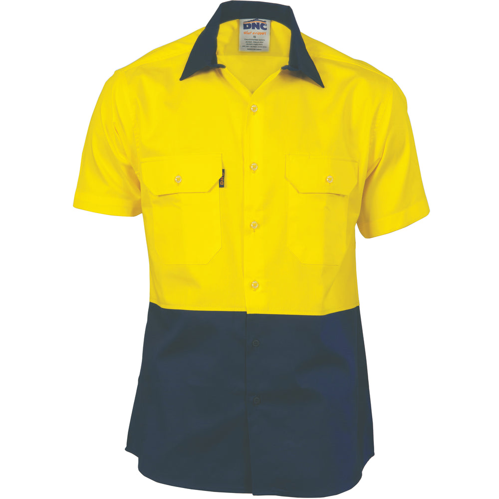 DNC 3831 Hivis Two Tone S/S Cotton Drill Shirt