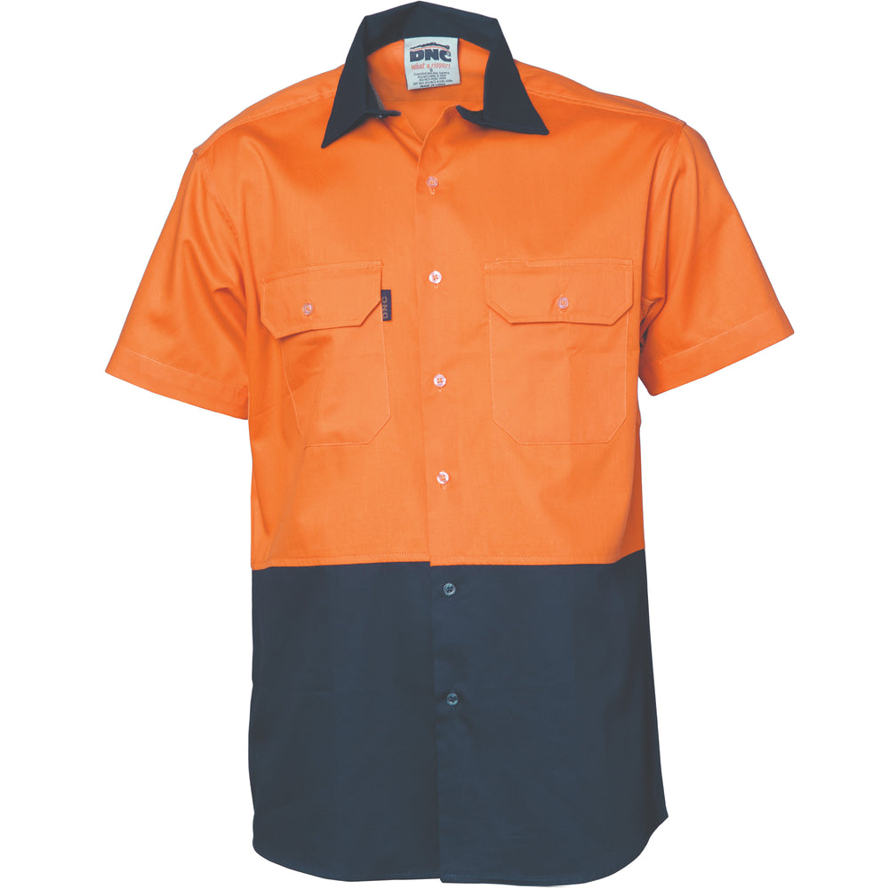 DNC 3831 Hivis Two Tone S/S Cotton Drill Shirt