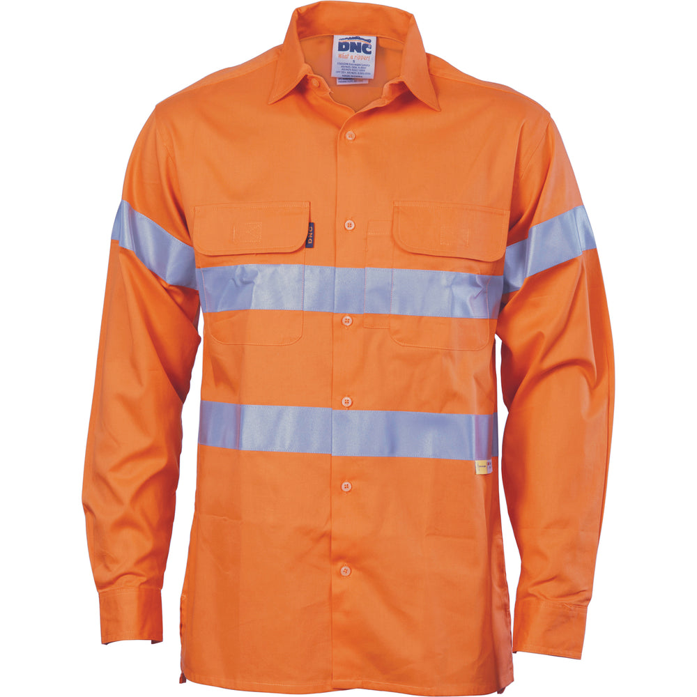 DNC 3987 Hi Vis Cool-Breeze Cotton Shirt w/ 3M 8906 R/Tape LS