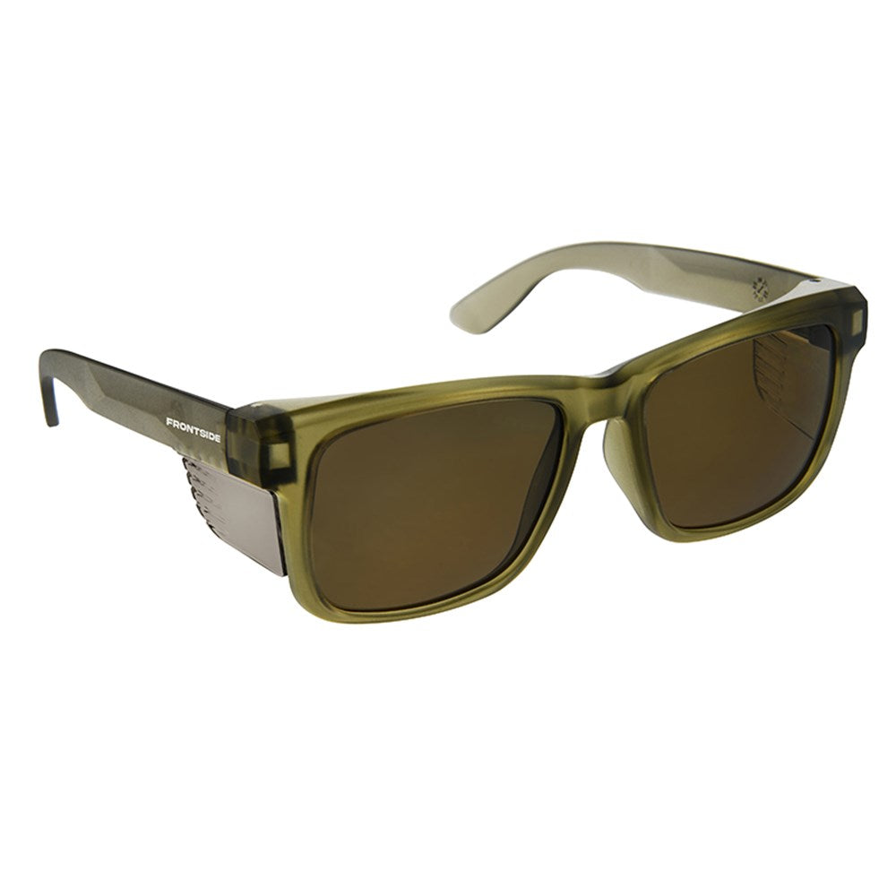 Frontiside 6519 Polarised Safety Glasses Smoke Lens Khaki Frame