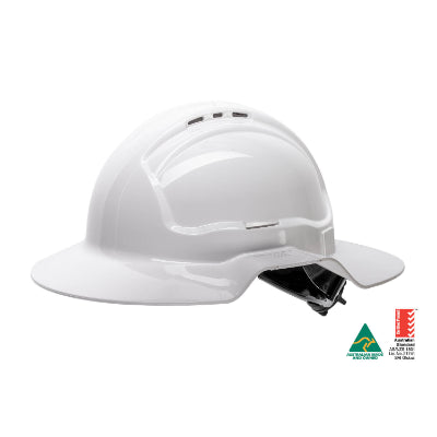 Force360 RBB57R Broad Brim Vented Ratched Hard Hat