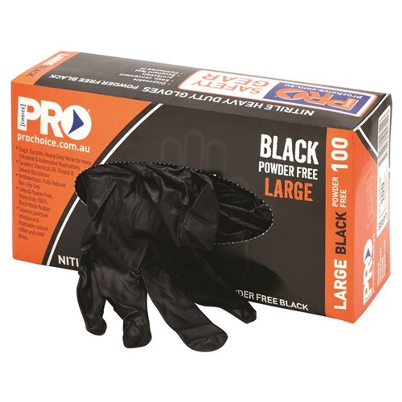 Pro Choice Safety Gear Mdnopfhd Disposable Nitrile Powder Free Heavy Duty Gloves Black