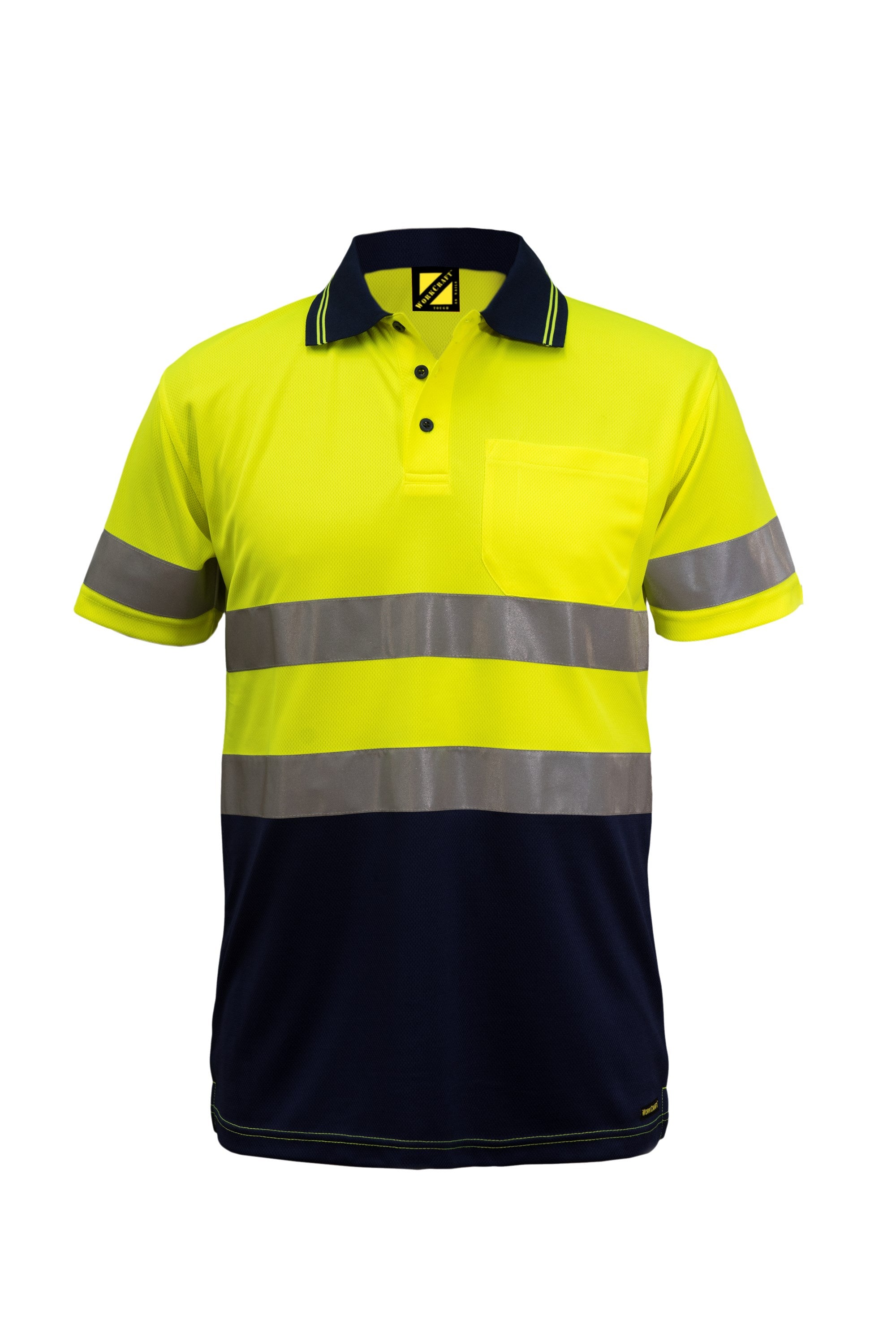 Workcraft WSP410 Hi-Vis Micromesh Polo w/ Tape SS