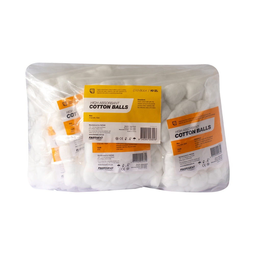 FastAid D10-BULK Cotton Balls 60s 10pk