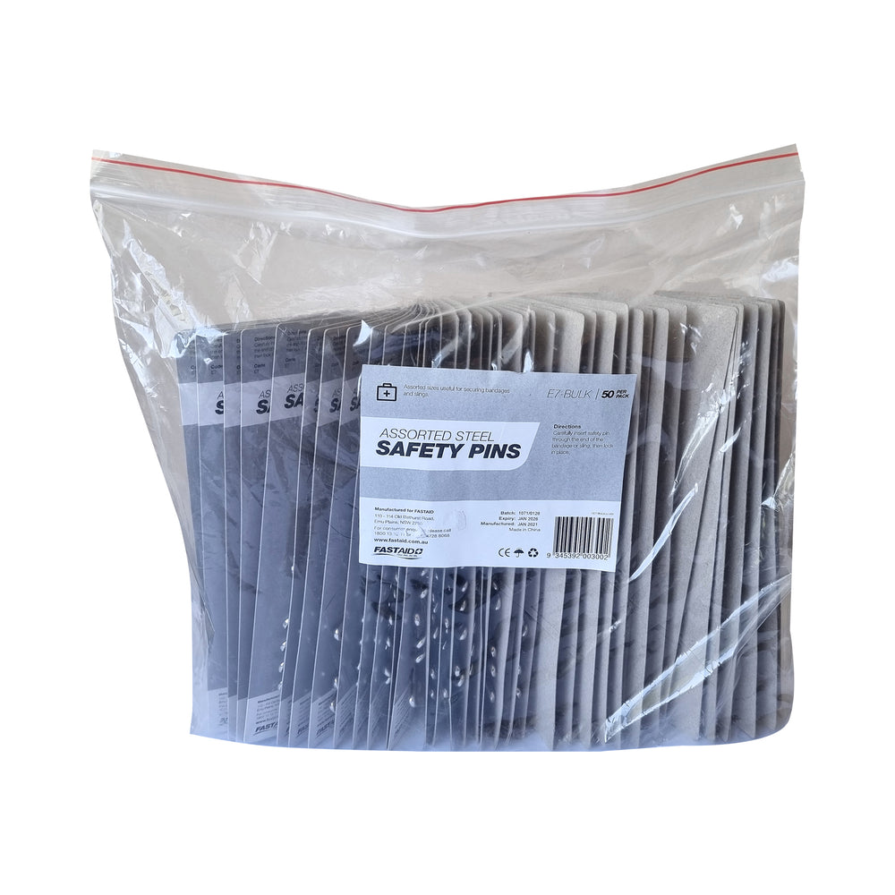 FastAid E7-BULK Assorted Safety Pins 12s 50pk