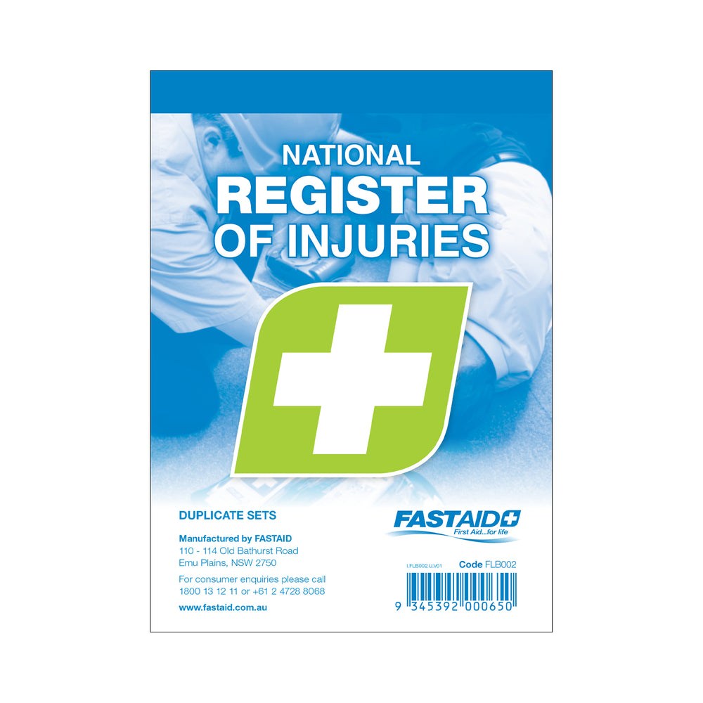 FastAid FLB002 Register of Injuries Book