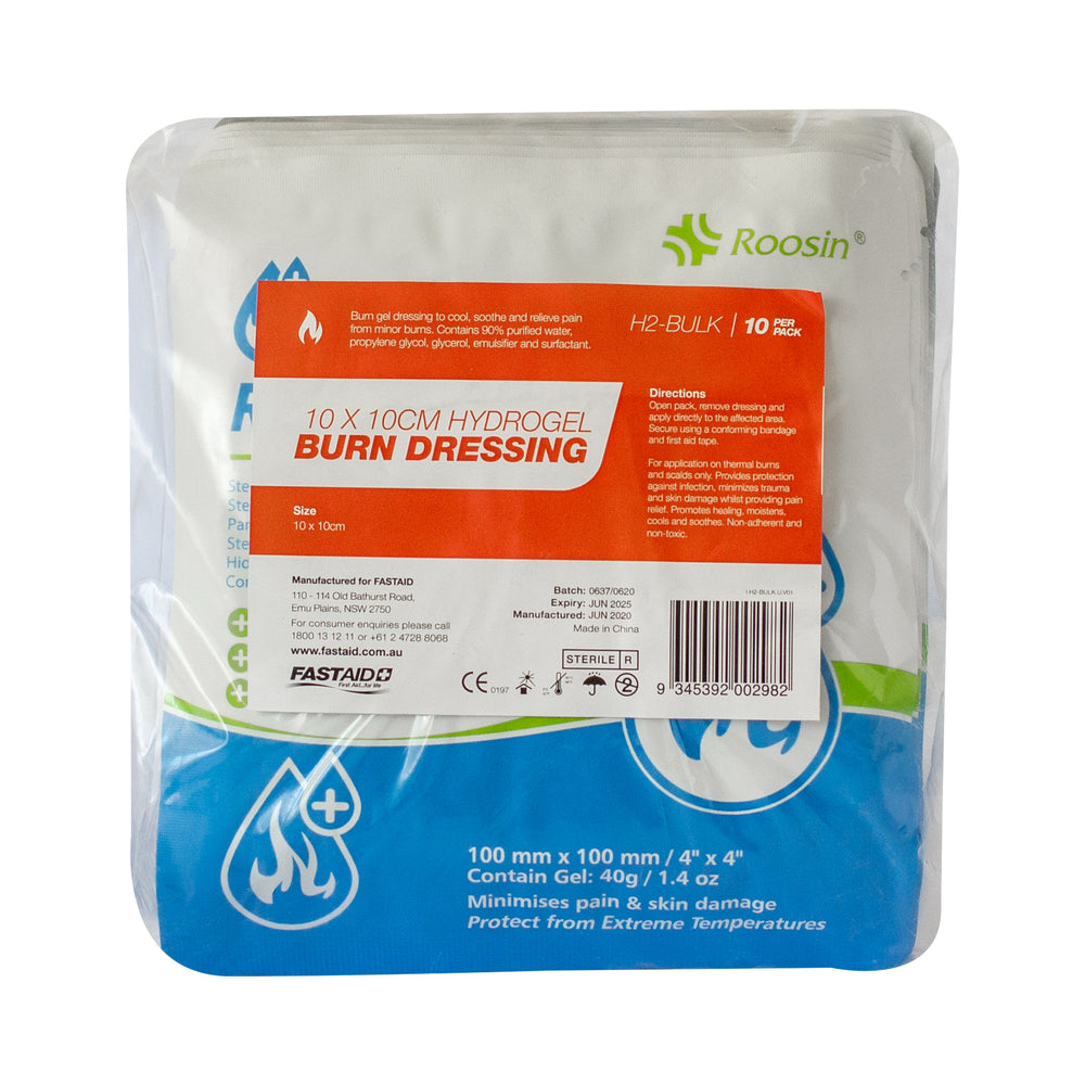 FastAid H2-BULK Hydrogel Burn Dressing 10 x 10cm 10pk