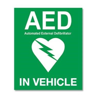 FastAid RD5102 Defibrillator In Vehicle Sticker 100 x 120mm