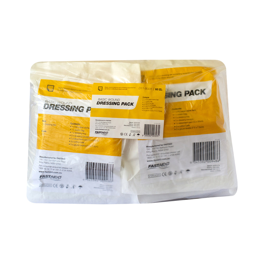 FastAid D11-BULK Basic No.1 Dressing Pack 10pk