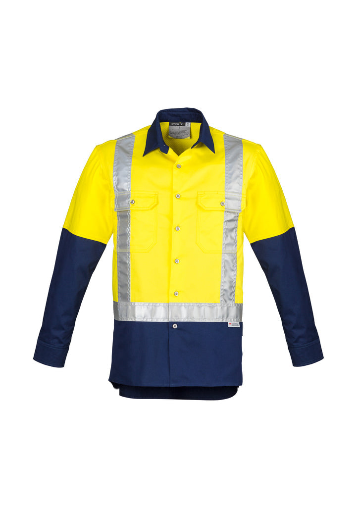 Syzmik Zw124 Mens Hi Vis Spliced Industrial Shirt - Shoulder Taped