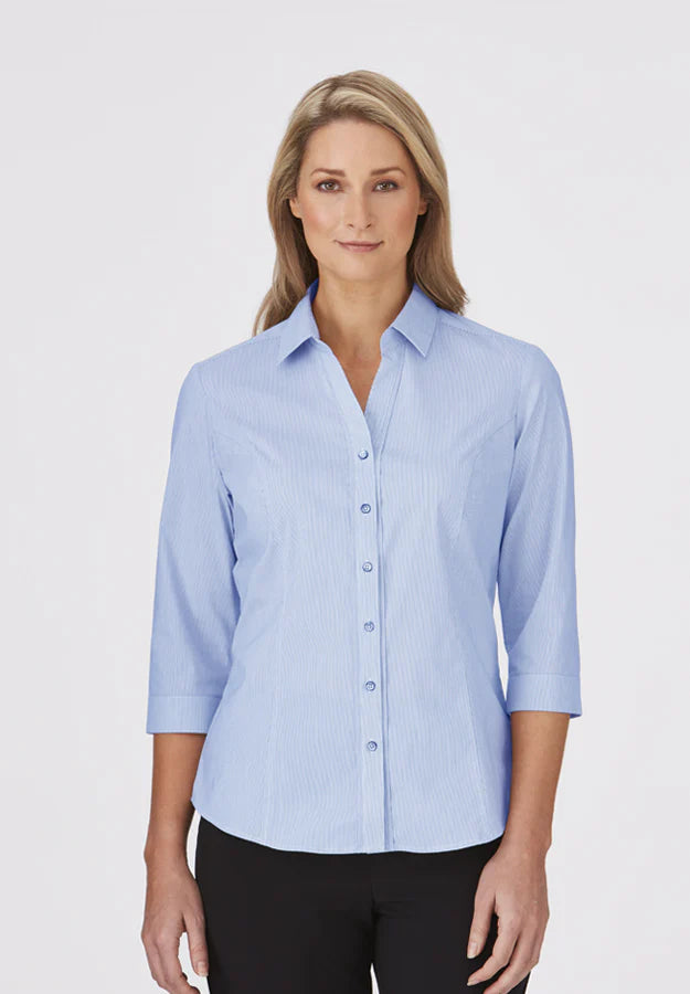 City Collection 2265 Ladies Strech Pinfeather 3/4 Shirt — The Workwear Shed