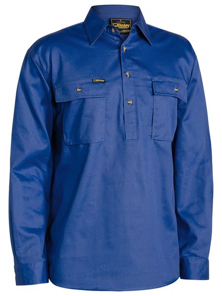 Bisley Bsc6433 Closed Front L/s Cotton Drill Shirt