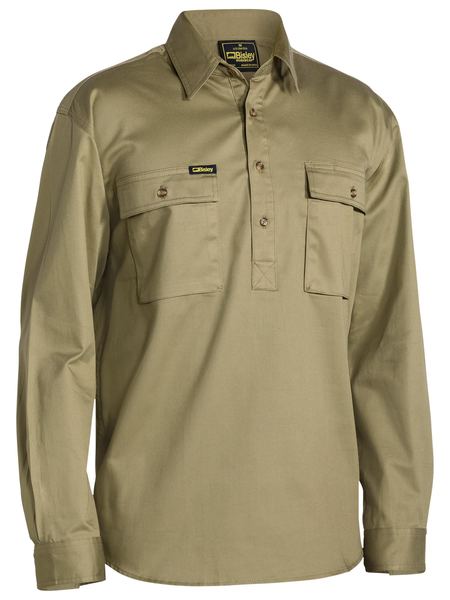 Bisley Bsc6433 Closed Front L/s Cotton Drill Shirt