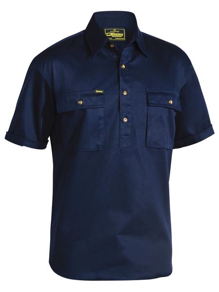 Bisley Bsc1433 Closed Front S/s Cotton Drill Shirt