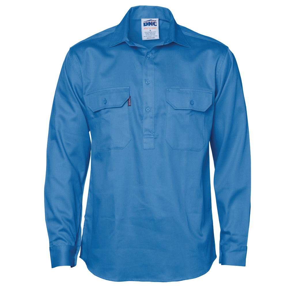 DNC 3204 Close Front Cotton Drill Shirt - Long Sleeve