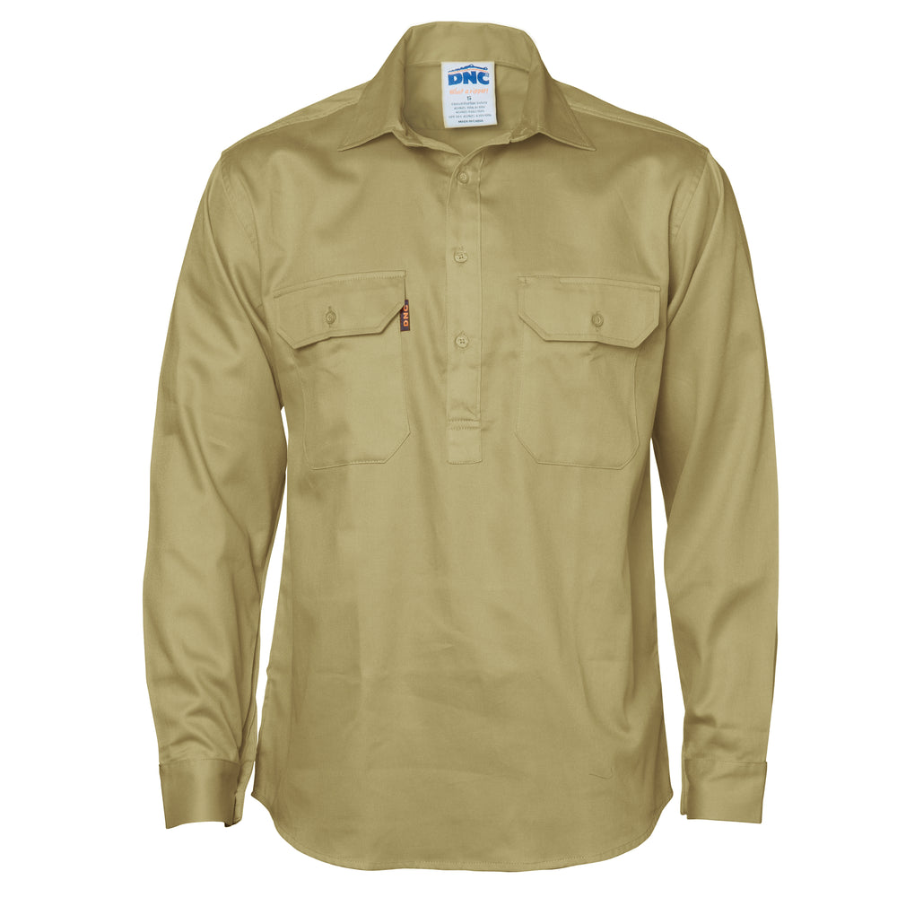 DNC 3204 Close Front Cotton Drill Shirt - Long Sleeve