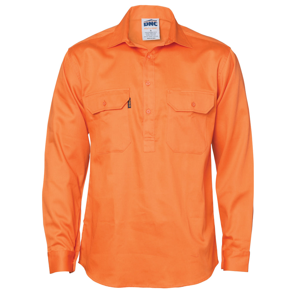 DNC 3204 Close Front Cotton Drill Shirt - Long Sleeve