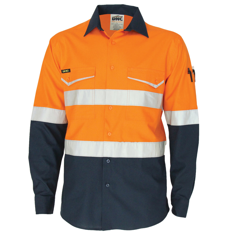 DNC 3588 Two-Tone RipStop Cotton Shirt with Reflective CSR Tape. L/S
