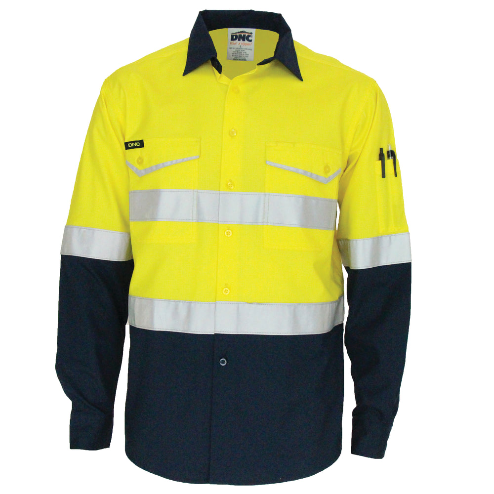 DNC 3588 Two-Tone RipStop Cotton Shirt with Reflective CSR Tape. L/S