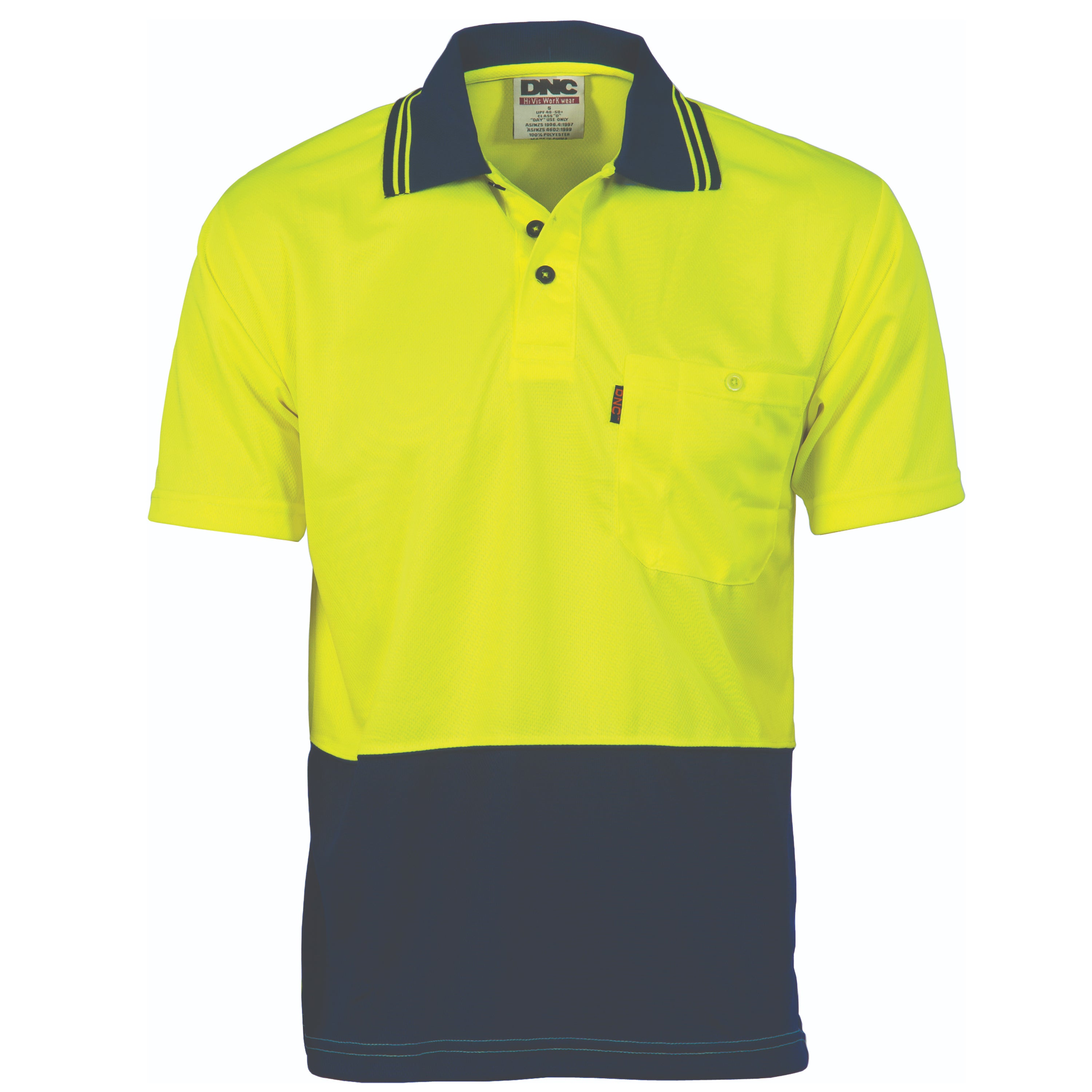 DNC 3811 Hi-Vis Two Tone Cool Breathe Polo Shirt, Short Sleeve