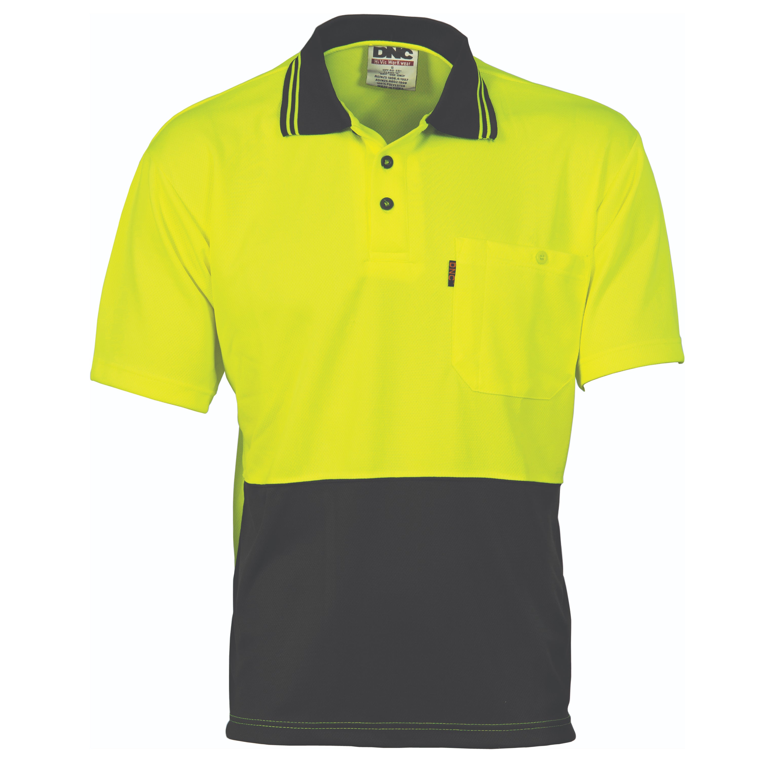 DNC 3811 Hi-Vis Two Tone Cool Breathe Polo Shirt, Short Sleeve