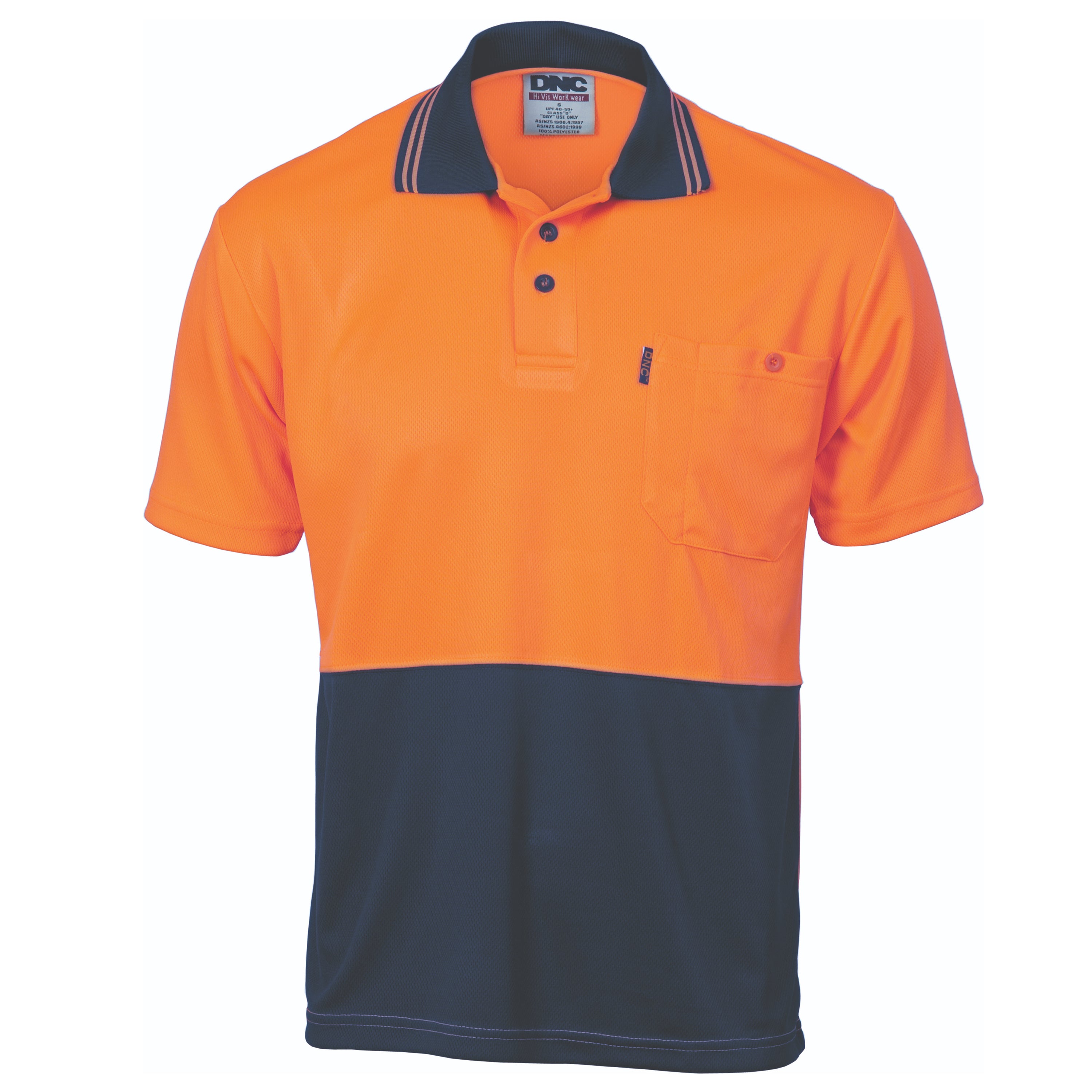 DNC 3811 Hi-Vis Two Tone Cool Breathe Polo Shirt, Short Sleeve