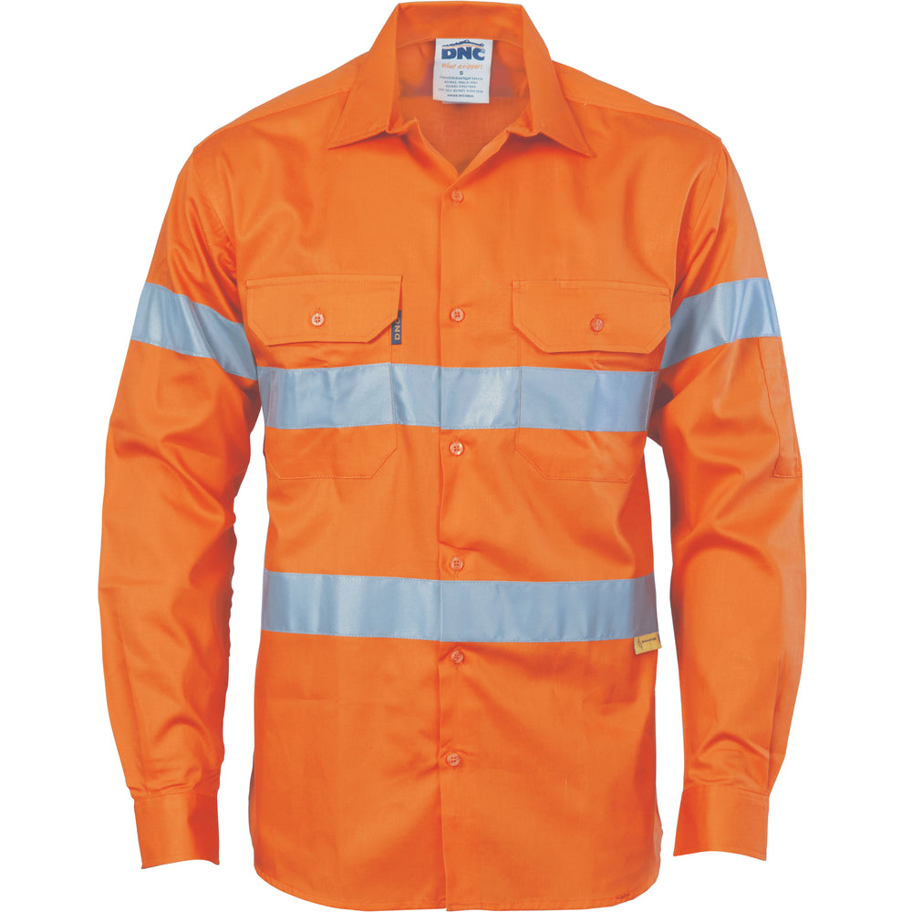 DNC 3835 Hi-Vis Drill Shirt with 3M R/Tape - long sleeve