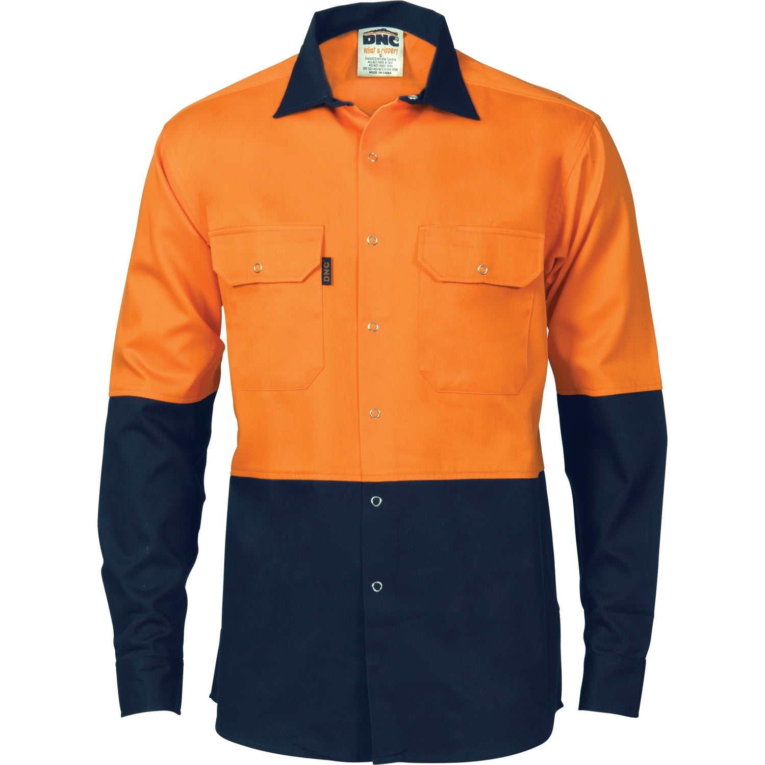 Dnc 3838 Hivis Two Tone Drill Shirt With Press Studs