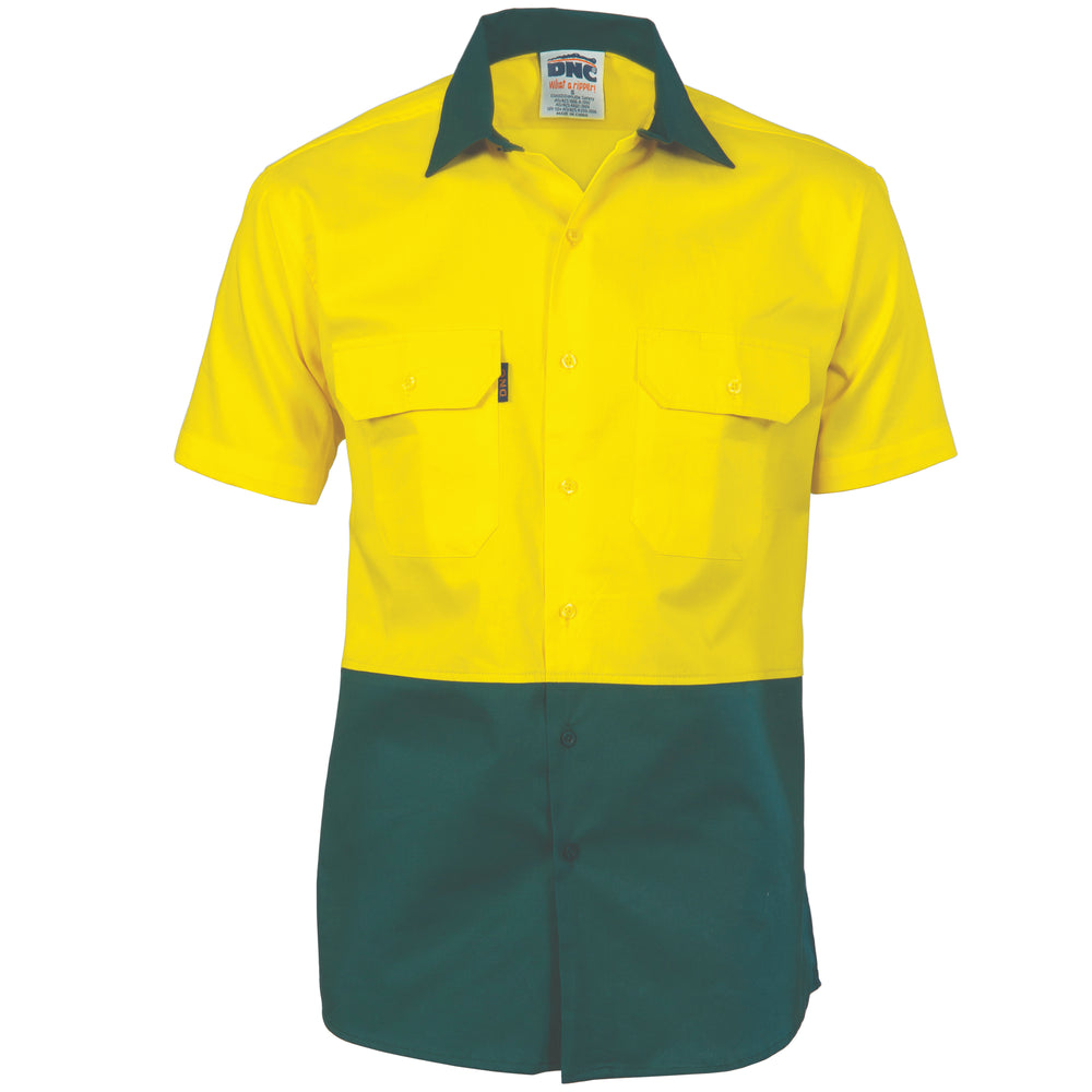 DNC 3839 Hivis 2 Tone Cool-Breeze Cotton Shirt Short Sleeve
