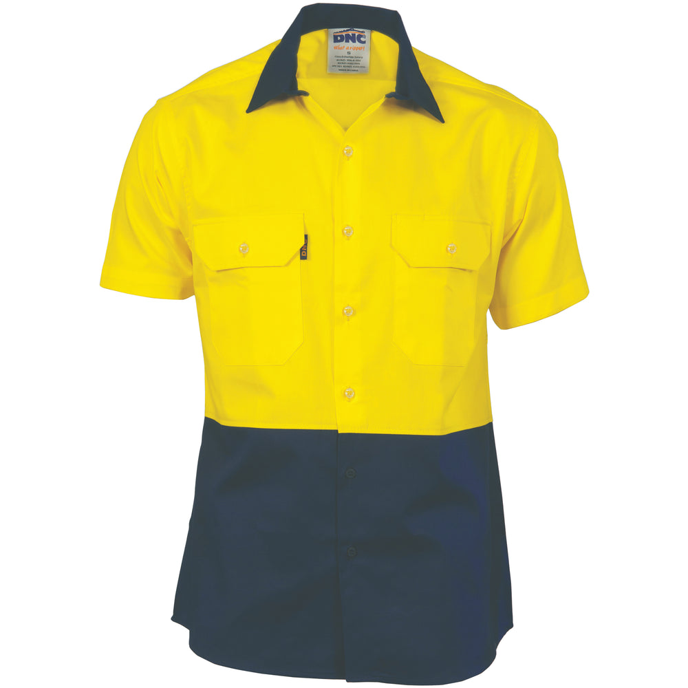 DNC 3839 Hivis 2 Tone Cool-Breeze Cotton Shirt Short Sleeve