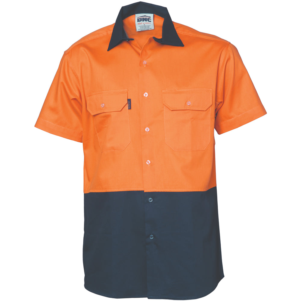 DNC 3839 Hivis 2 Tone Cool-Breeze Cotton Shirt Short Sleeve