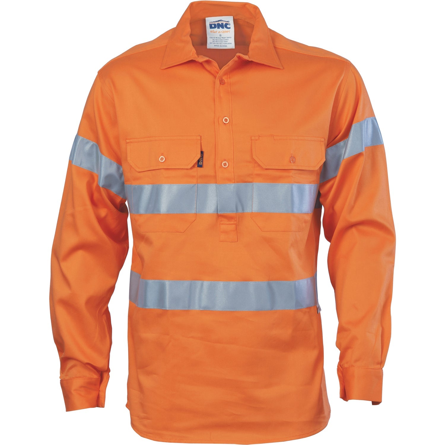 Dnc 3848 Hivis Close Front Cotton Drill Shirt With 3m R/tape