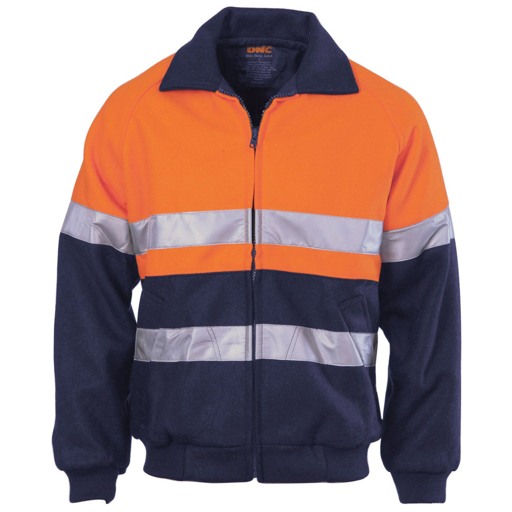 Dnc 3859 Hivis Two Tone Bluey Bomber Jacket With Csr R/tape