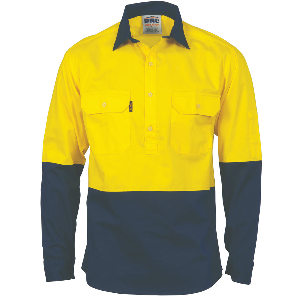 DNC 3934 Hi-Vis 2 Tone Cool-Breeze Close Front CottonShirt Long sleeve