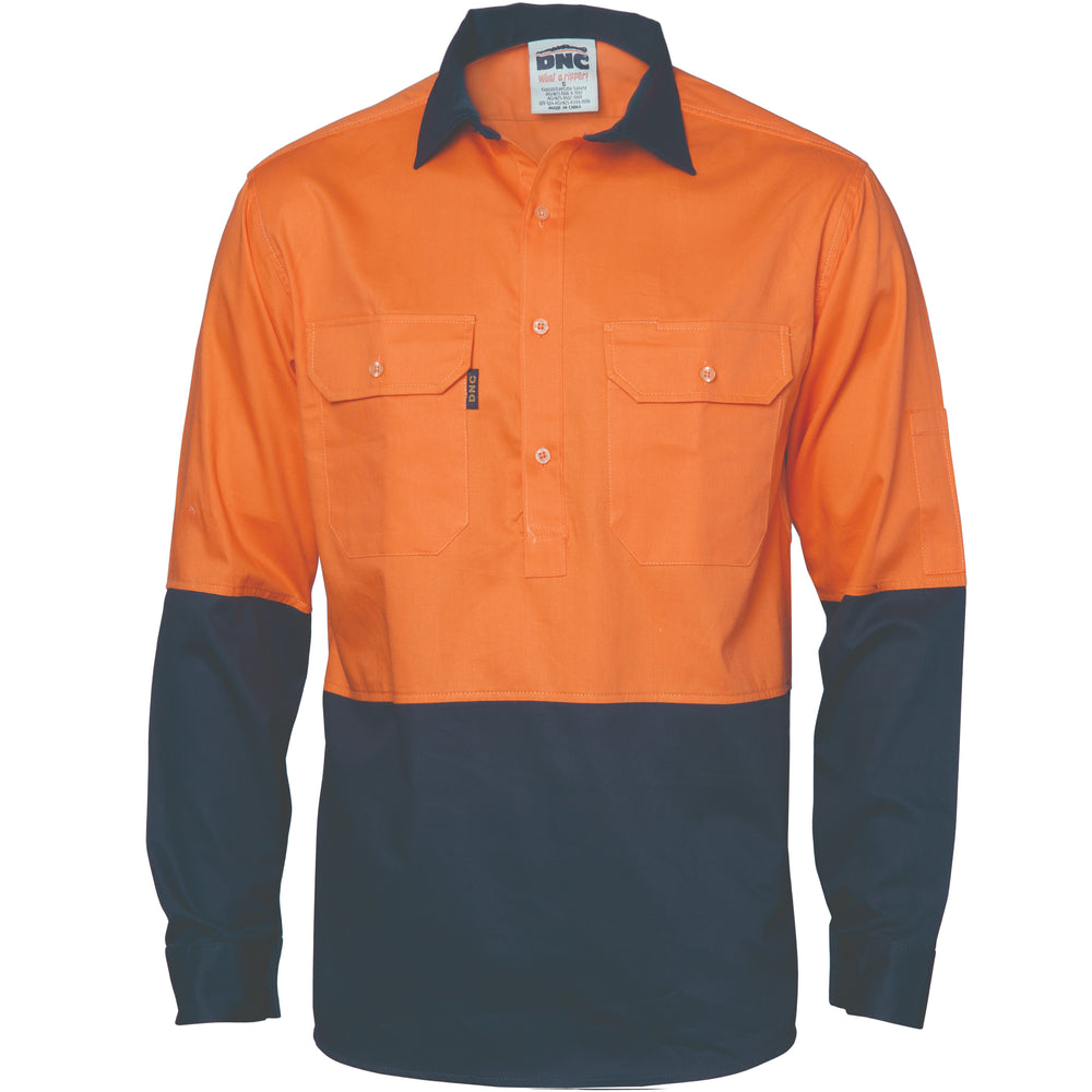 DNC 3934 Hi-Vis 2 Tone Cool-Breeze Close Front CottonShirt Long sleeve