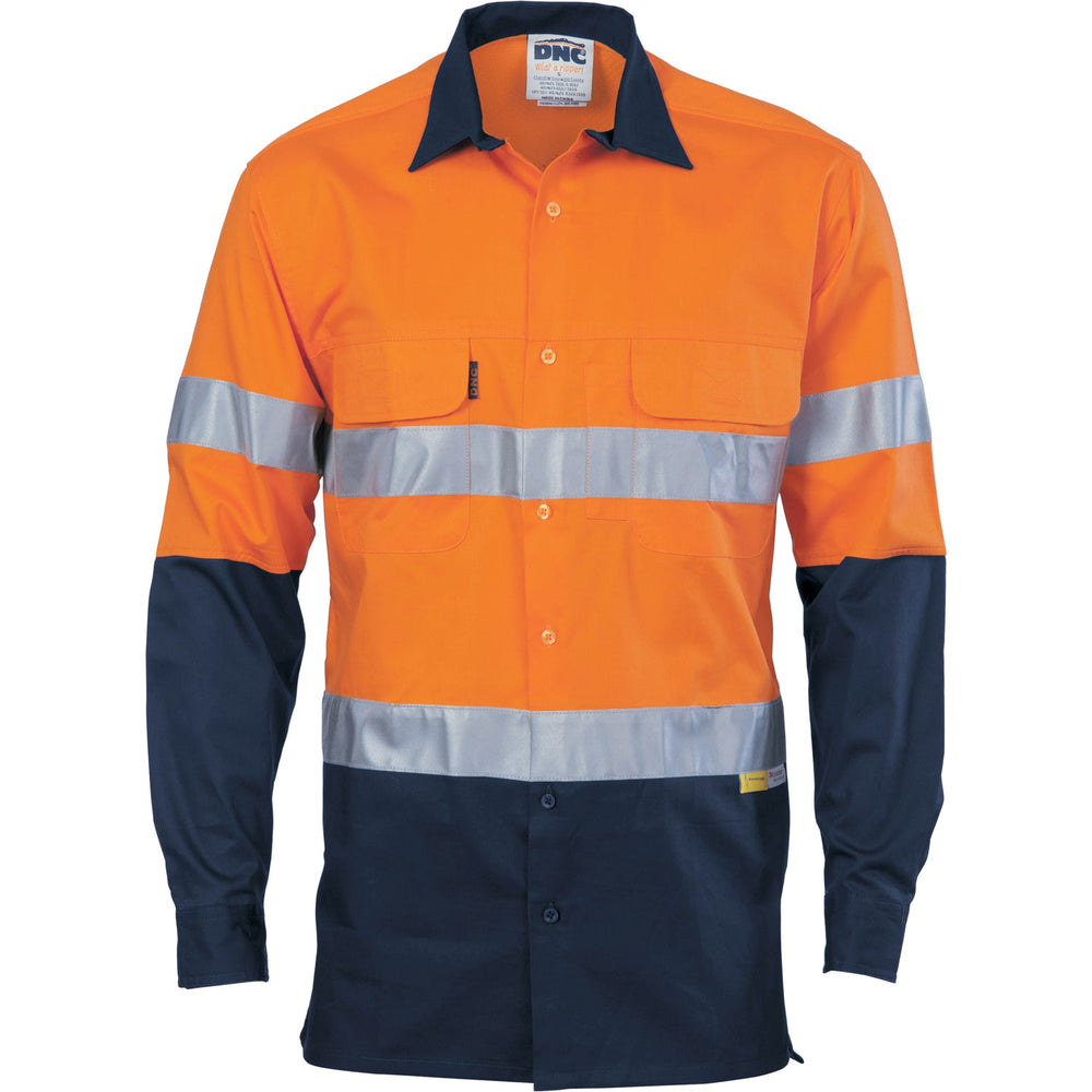 Dnc 3948 Hivis 3 Way Cool-breeze Cotton Shirt With Csr/tape - Long Sleeve