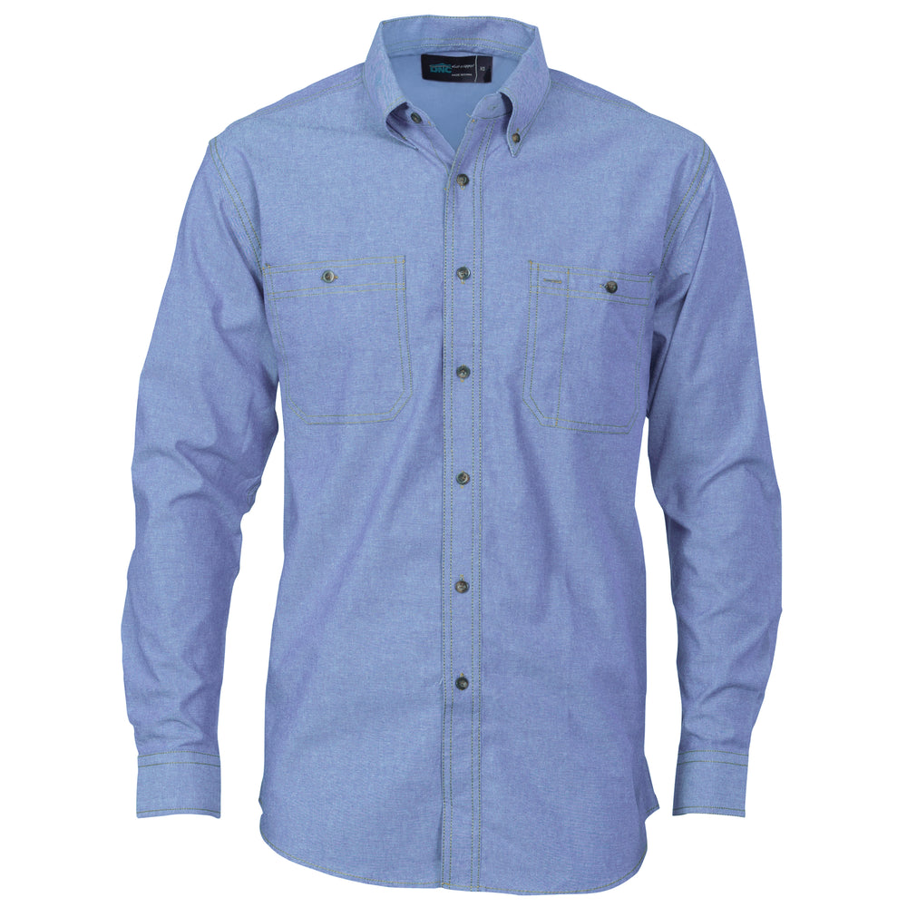 DNC 4102 Cotton Chambray Shirt , Twin Pocket - Long Sleeve