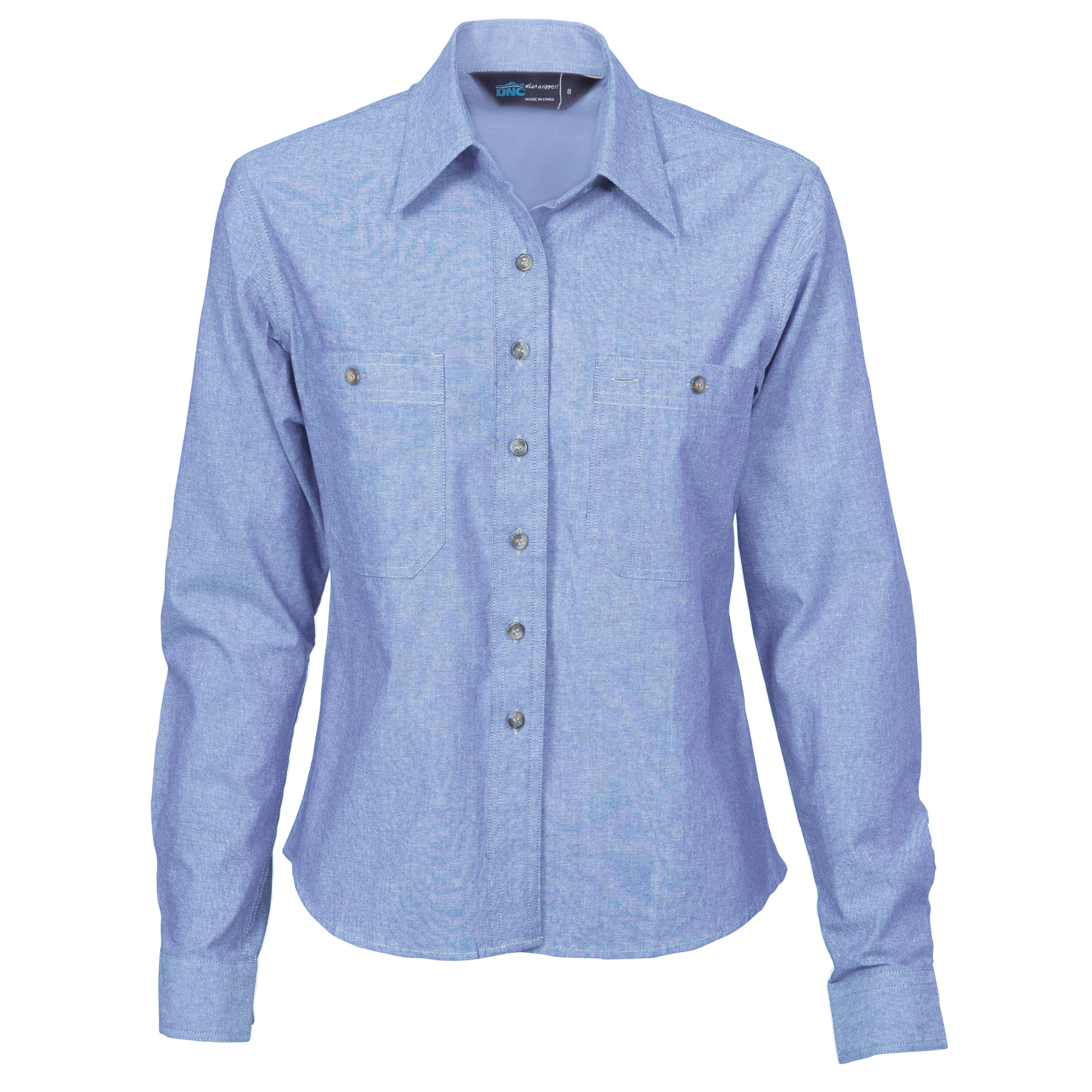 DNC 4106 Ladies Cotton Chambray Shirt - Long Sleeve