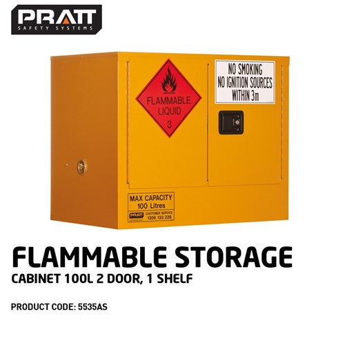 Pratt Flammable Storage Cabinet 100l 2 Door 1 Shelf