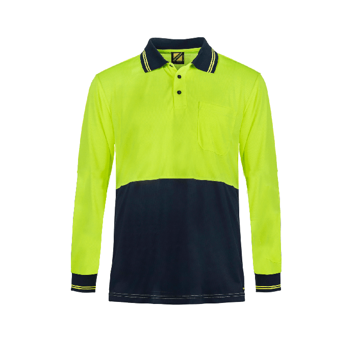 Workcraft WSP209 Hi-vis Lightweight Long Sleeve Micromesh Polo