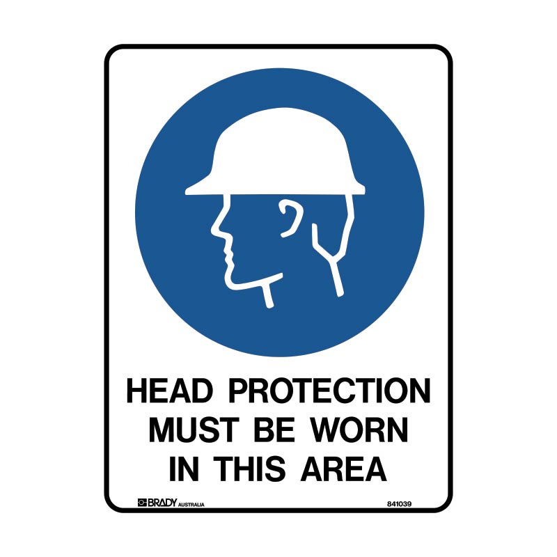 Head Protection Must Be Worn In This Area Sign 225 X 300mmwxh Polypropylene