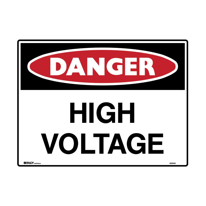 Danger High Voltage Sign 125 X 90mmwxh Self Adhesive Pk5