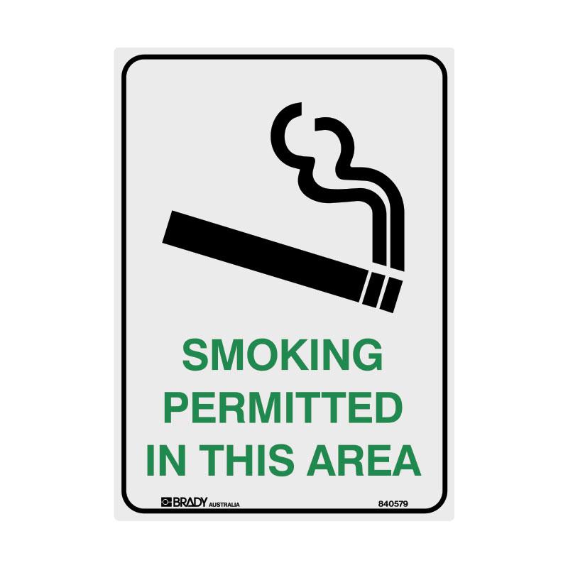 Smoking Permited In This Area Sign 225 X 300mmwxh Polypropylene