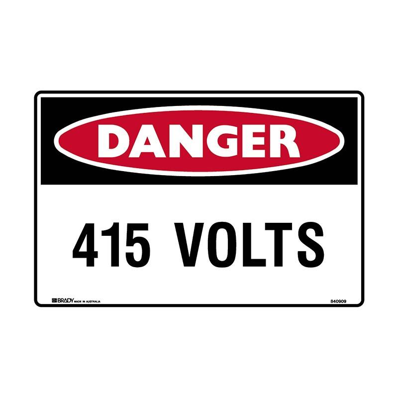 Danger 415 Volts Sign 125 X 90mmwxh Self Adhesive Pk5