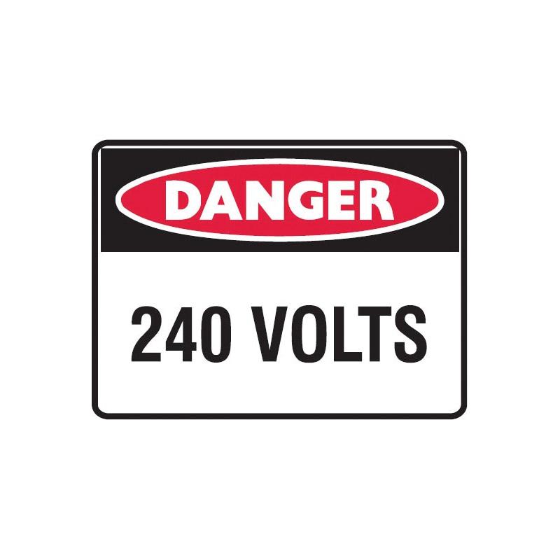 Danger 240 Volts Sign 125 X 90mmwxh Self Adhesive Pk5