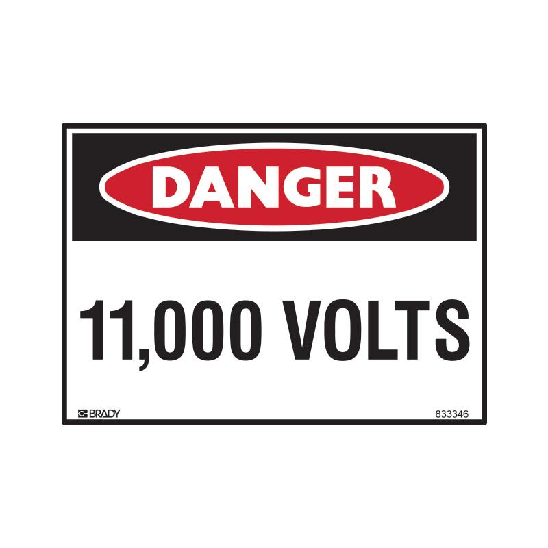 Danger 11000 Volts Sign 125 X 90mmwxh Self Adhesive Pk5